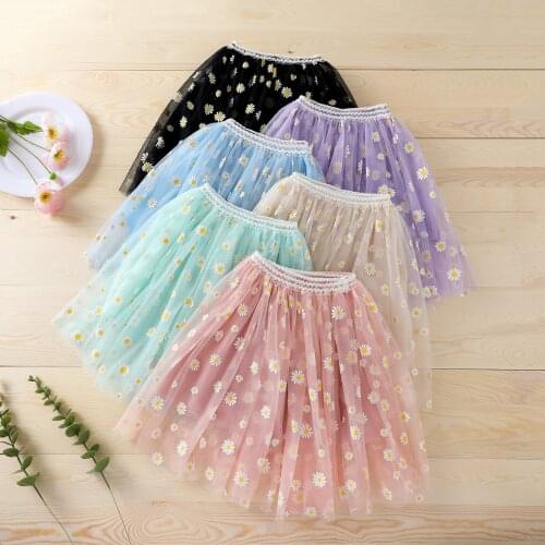 Ma&Baby 1-6Y Kids Girls Flower Skirts Summer Mesh Floral A line Skirts Children Clothing Costumes DD43