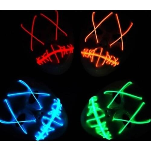 1M Cold Light Mask LED Light Luminous Mask with 3V Steady on Inverter for Halloween Party Supplies Christmas(not includ mask)