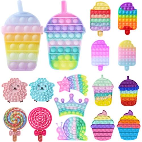 Ice Cream Autism Fidget Toys Push Bubble Sensory Toy Simple Dimple Puzzle Toys Rainbow Kids Adult Antistress Toys Dropship New