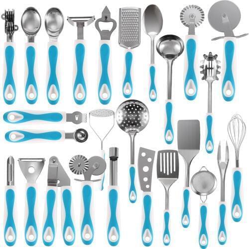 Kitchenware Stainless Steel Utensils Set Spoon Skimmer Shovel Spatula Meat Fork Egg Beater Cooking Tools