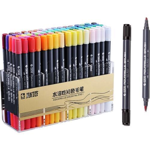 12/24/36/48/80Colors Dual Tip Art Markers Set Water Soluble Brush Marker Pens for Manga Drawing Arts and Crafts Supplies