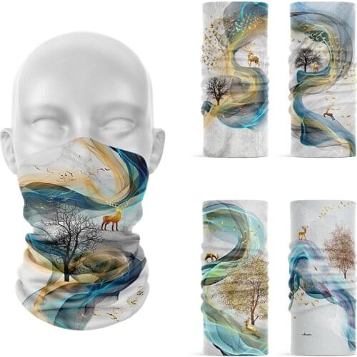 New Style Elk Flying Bird Print Headscarf Fun Art Women Headwear Riding Sports Face Cover Bandana Neck Gaiter Summer Wrist Band