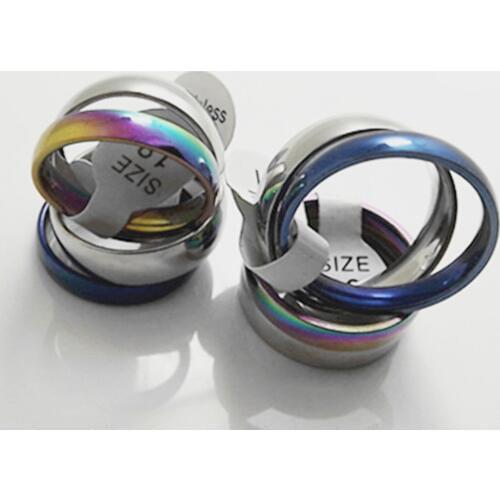 Wholesale 36 pairs 72 pcs of inner arcs Two-color mixing 4mm 6mm Stainless Steel Rings