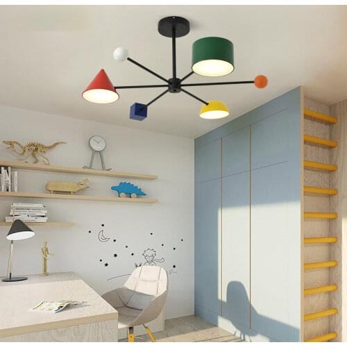 Nordic Color Bedroom Childrens Room Chandelier Boy Girl Room Cartoon Simple Modern Personality Lighting