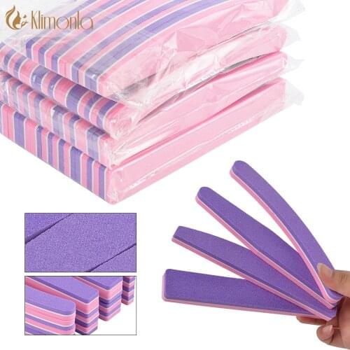 Nail Files 100/180 Sandpaper Pink Purple Bendable Double Sided Polishing Grind Files Professional Nail Art Salon Tool 25PCS