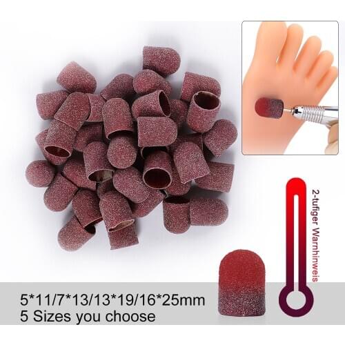 TP 5Pcs/Set Sanding Caps Cotton Nail Art Sanding Bands Caps 80 Grip Rubber Mandrel Machine Milling Cutter for Manicure Tools