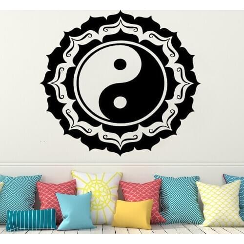 Vinyl Sticker Yin Yang wall decal Taoism Decals Floral balance gift ying yang Daoism Wall decals Shop window decoration HY1086