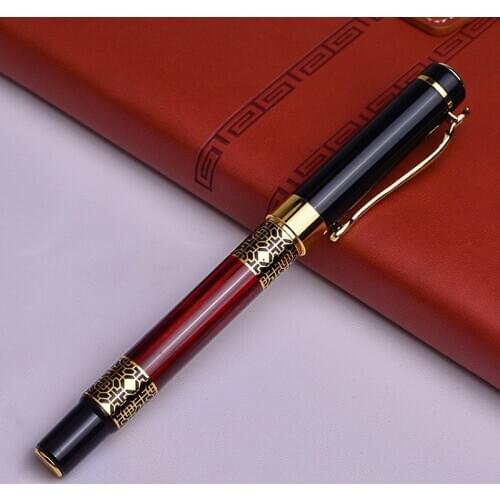 Vintage Luxury Fountain Pen Classical Wood Grain Business Pen Metal Signature Fountain Pen Writing Supplies Gifts High Quality