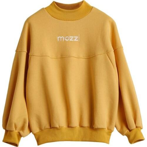PERHAPS U White Yellow Turtleneck Letter Embroidery Strawberry Sweatshirts Pullovers Casual H0017