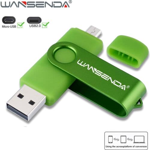 WANSENDA USB Flash Drive 2 in 1 USB 2.0 & Micro USB OTG Pen Drive 256GB 128GB Pendrive 64GB 32GB 16GB External Storage Pendrive