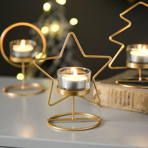 Christmas Style Iron Candlestick Crafts Candlelight Dinner Table Decoration Retro Style Candle Holder Creative Christmas Gift