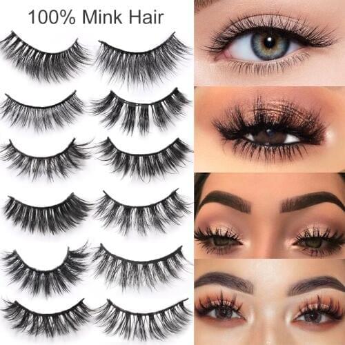 1 Pair 3D Mink Fake Fyelashes Natural Curling Soft Long False Eyelash Makeup Slender Three-dimensional Thick Full Strip Lashes