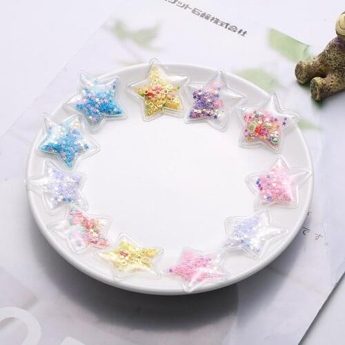 18Pcs/lot 4cm Bling StarTransparent Plastic Filling Sequin Appliques for DIY Headwear Hair Clips Bow Accessories Patches