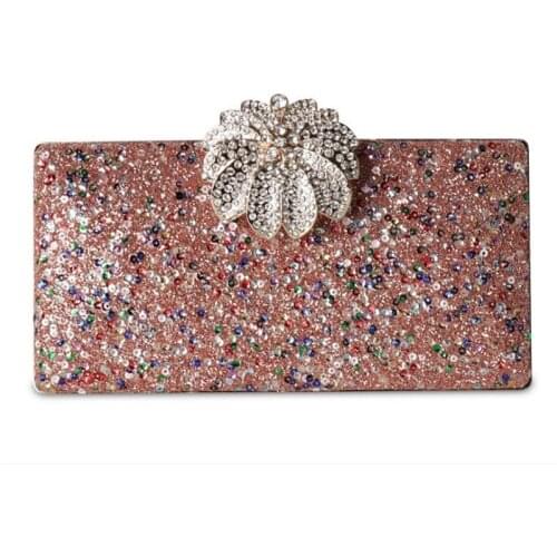 2020 women diamond bling wedding dinner clutch bags luxury clutch handbags chain wallets purse with flowers drop shipping mn1703