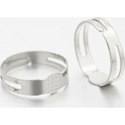 50pcs Adjustable Iron Pad Ring Bases with Cabochon Bezel Settings for Jewelry Making DIY Ring Findings Inner Diameter 16 17mm