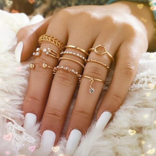 8Pcs Bohemia Simple Design Gold Finger Hollow Geometry Covers Multilayer Eight Women Joint Ring Ms. New Fashion 9012 Jewelry