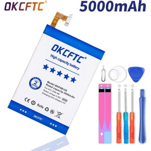 OKCFTC 5000mAh Hight Capacity BOP6B100 Battery B0P6B100 For HTC One 2 M8 Battery E8 M8x M8 X One2 W8 M8SD M8T M8W M8D M8SW M8ST