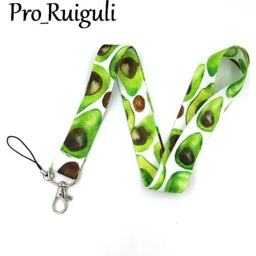 100pcs Avocado fruits Neck Strap Lanyard keychain Mobile Phone Strap ID Badge Holder Rope Key Chain Keyring cosplay Accessories