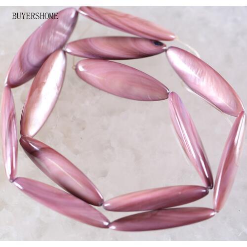 Free Shipping Fahion Jewelry 10X30MM Pink Mother Of Pearl Shell Loose Beads String15" O095