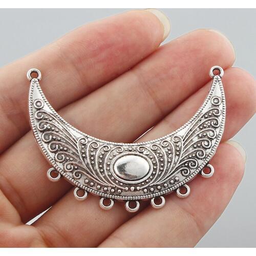 5PCS Antique Large Chandelier Moon Crescent Shape Charms Pendants Connectors for DIY Necklace Making Jewelry Findings