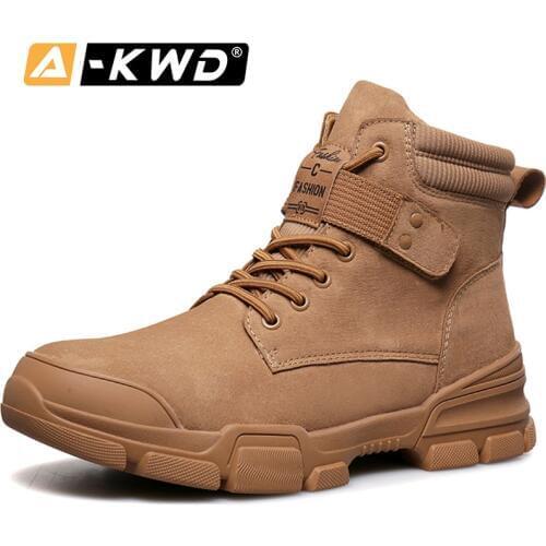 Fashion Men Winter Shoes Warm Werkschoenen Heren Thick Bottom Mens Boot High Tops Couple Mens Work Boots Split Leather Sneakers