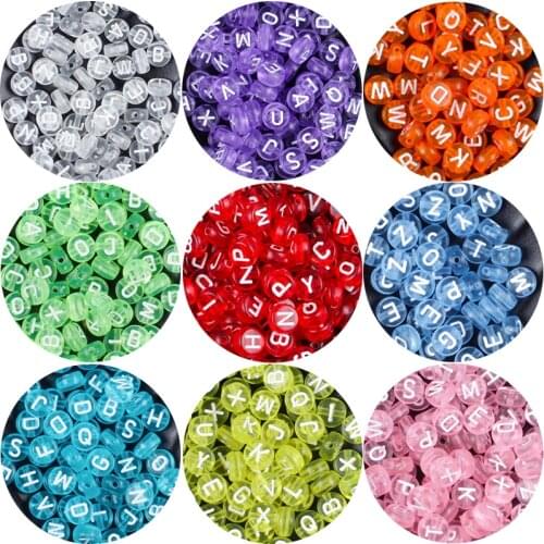 4*7mm 200/300/500Pcs Letter Acrylic Beads Round Flat Alphabet Loose Spacer Beads For Jewelry Handmade DIY Bracelet Necklace