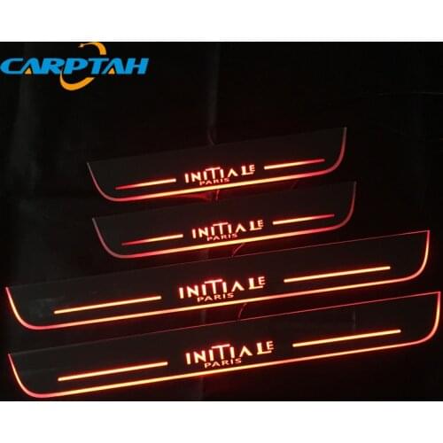 Carptah 4PCS Acrylic Moving LED Welcome Pedal Car Scuff Plate Pedal Door Sill Pathway Light For Renault Initiale Paris 2019 2020