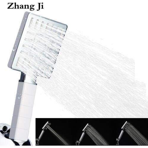 Zhang Ji Geometric Pattern Square Showerhead Adjustable 3 Spray Modes ABS Plastic Bathroom Handheld Shower Head