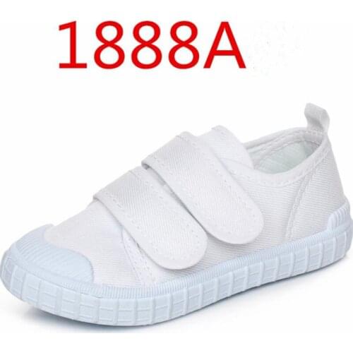 JY Children Girls Boys Sports Gymnastics Board White Shoes Anti-Kick Canvas Flat 22-39 Kindergarten School Students 3Kinds