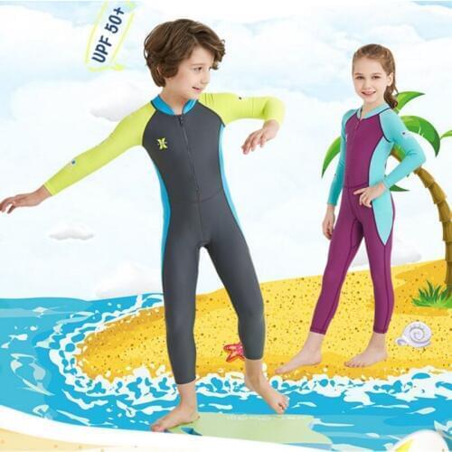 Unisex Kids boys girls Diving Suit 2.5MM Neoprene Wetsuit Keep Warm One-piece Long Sleeves UV protection Swimwear