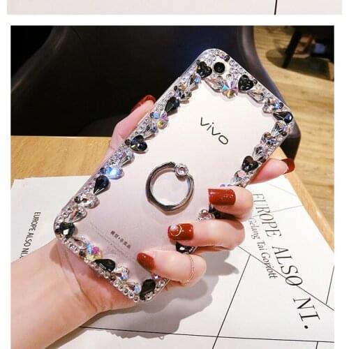 For iphone 11 12 pro X XS MAX XR 6S 7 8 PLUS case Luxury Bling crystal Diamond Finger Ring Stand Holder Soft Silicone phone case