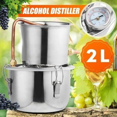 2L Home DIY Distiller Moonshine Alcohol Stainless Copper Alcohol Whisky Water Wine Essential Oil Brewing Kit