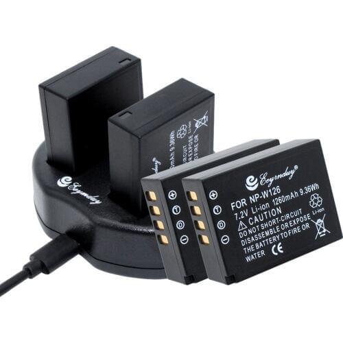 NP-W126 NP W126 NPW126 for Fujifilm FinePix HS30EXR X-A1 X-E1 X-E2 (4Pcak Battery & USB Charger)