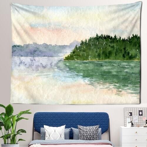 The Sky Landscape Impressionist Oil Painting Tapestry Shanshui forest Wall Tapestry For Living Room Bedroom