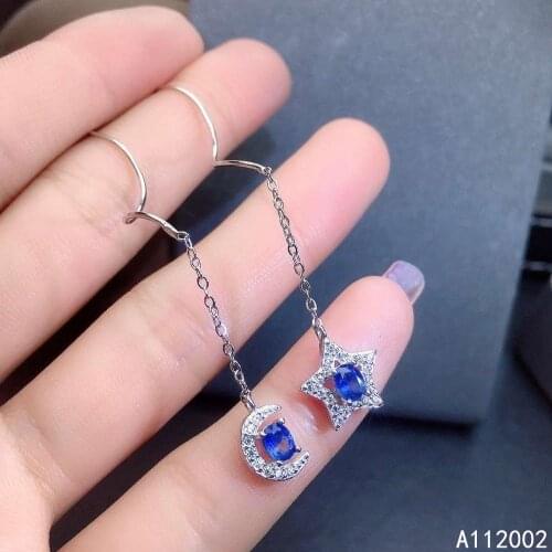 KJJEAXCMY fine jewelry natural sapphire 925 sterling siver women gemstone earrings support test luxury