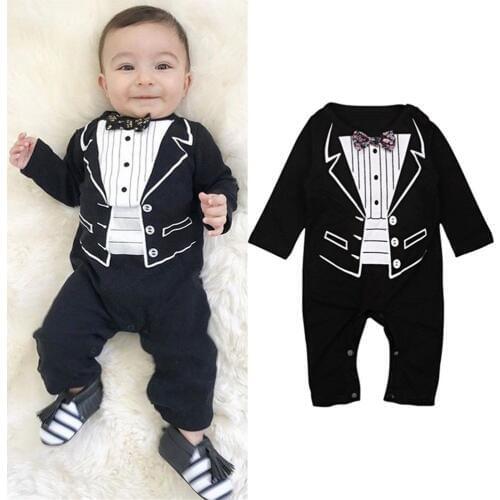 Newborn Baby Boy Rompers Gentleman Cotton Jumpsuit Romper Long Sleeve Formal Outfits Baby Boy Clothes Suit