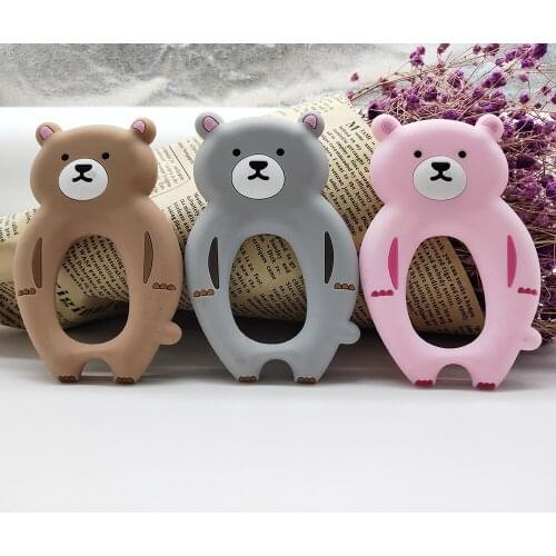 Bear Silicone Teethers Cartoon Rodent Teething Pendant Chewing Necklace DIY Handmade Chew Charms BPA Free Baby Teething Gift Toy