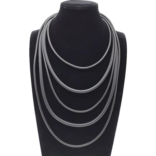 YD&YDBZ Multi Layer Long Statement Necklace For Women Fashion Black Rubber Rope Choker Exaggeration Celebrity Jewelry Necklaces