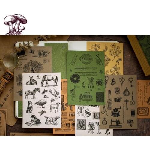15pcs/lot New Retro Series Material Paper Stickers Decorative Scrapbooking Craft Sticker Diary Album Sticker Adhesive