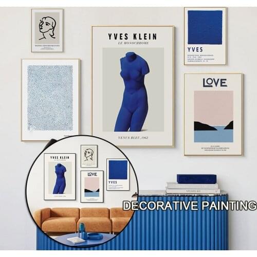 Hanging Pictures Simple Modern Blue Character Plaster Art Poster Living Room Decoration Painting Picture C1