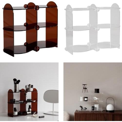 Desk Organizer Countertop Makeup Jewelry Rings Bathroom Kitchen Rack Brown