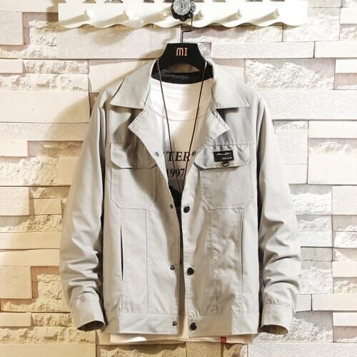 HCXY 2020 new spring mens tooling jackets and coats solid color fashion jacket for men trend wild jacket male