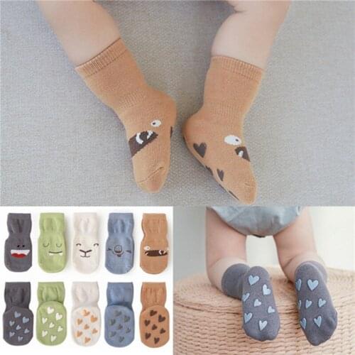 Autumn/Winter/Spring/Summer Thin And Breathable Non-slip Floor Socks Boy And Girl Rubber Socks Home Socks Cotton 0-5 Years Old