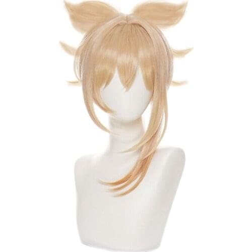 Game Genshin Impact Cosplay Yoimiya Wig Blond Orange Fake Hair with Wig Piece Women Halloween Party Role Play Wigs