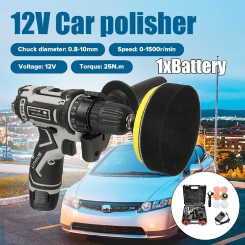 12V DC Car Polisher Drill Cordless Polishing Machine in Automotive With Pad/Bag And Polishing Sponges Soft Polishers with box