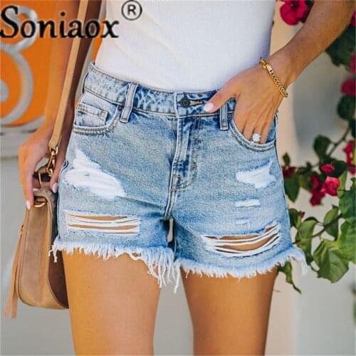 Ripped High Waist Jean Shorts Women Summer Loose Casual Short Jeans New 2021 Fashion All-match Ladies Street Denim Short Pants