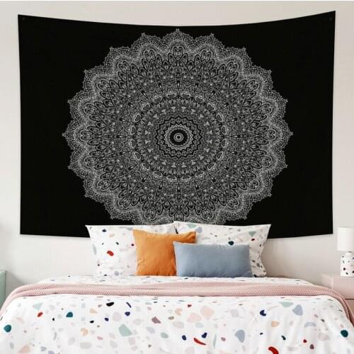 Silver Mandala Printing Tapestry Vintage Exotic Summer Plant Nature Frame for Bedroom Photography Wall Decor