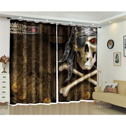 Happy halloween Modern 3D Blackout Window Curtains Cartoon Human skeleton pattern Polyester Bedroom Curtains for Living Room