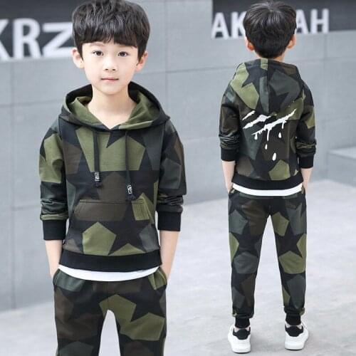 Kids Sport Clothing Sets Boys Tracksuit Autumn Camouflage Children Tops Pants 2Pcs Kit Outfit Teenager Boys Camouflage Tracksuit