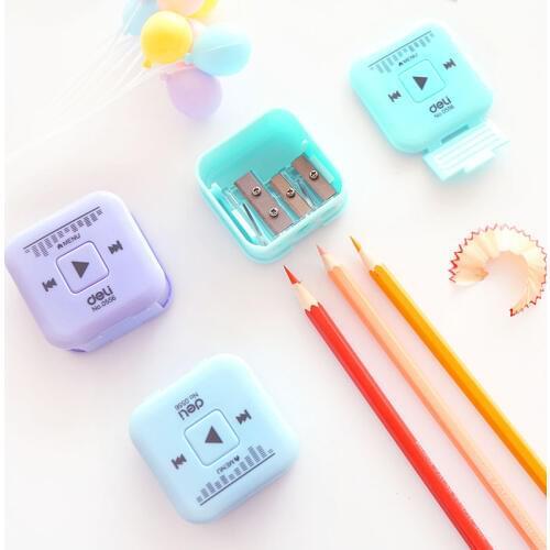 1pc Deli color pencil sharpener student pencil sharpener mini three hole pencil sharpener student stationery
